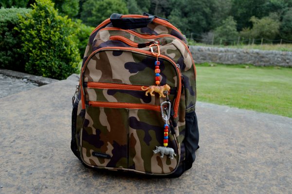 Tiger and Rhino Backpack Clips on Bag